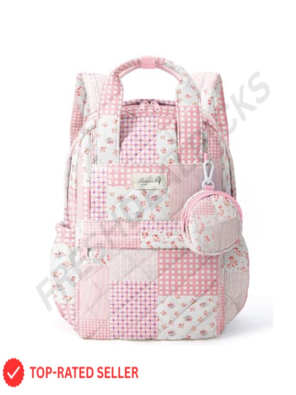 Quilted Backpack Purse for Women, Cute Cotton Mini Backpack, Multi-Pocket